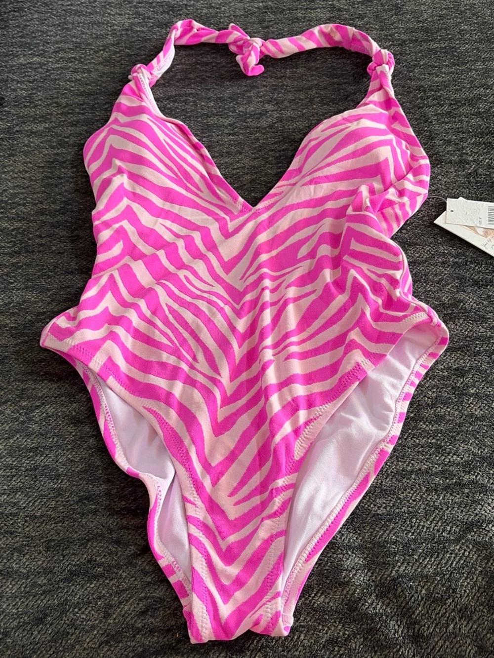 Jessica Simpson Pink and White Zebra One-Piece Swimsuit